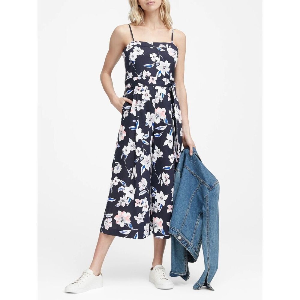 Banana Republic Floral‎ Linen Wide Leg Jumpsuit